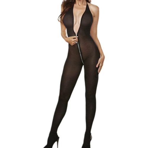 Womens Black Lingerie Zipper Body stocking Underwear Clubwear Babydoll Bodysuit new