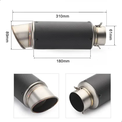 Universal 51mm 60mm Motorcycle Exhaust Pipe - GP-Project Imitation Micropole Muffler Carbon Fiber