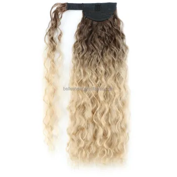 Organic Long Kinky Curly Synthetic Hair Extension - 22 Inch Wrap Around Ponytail