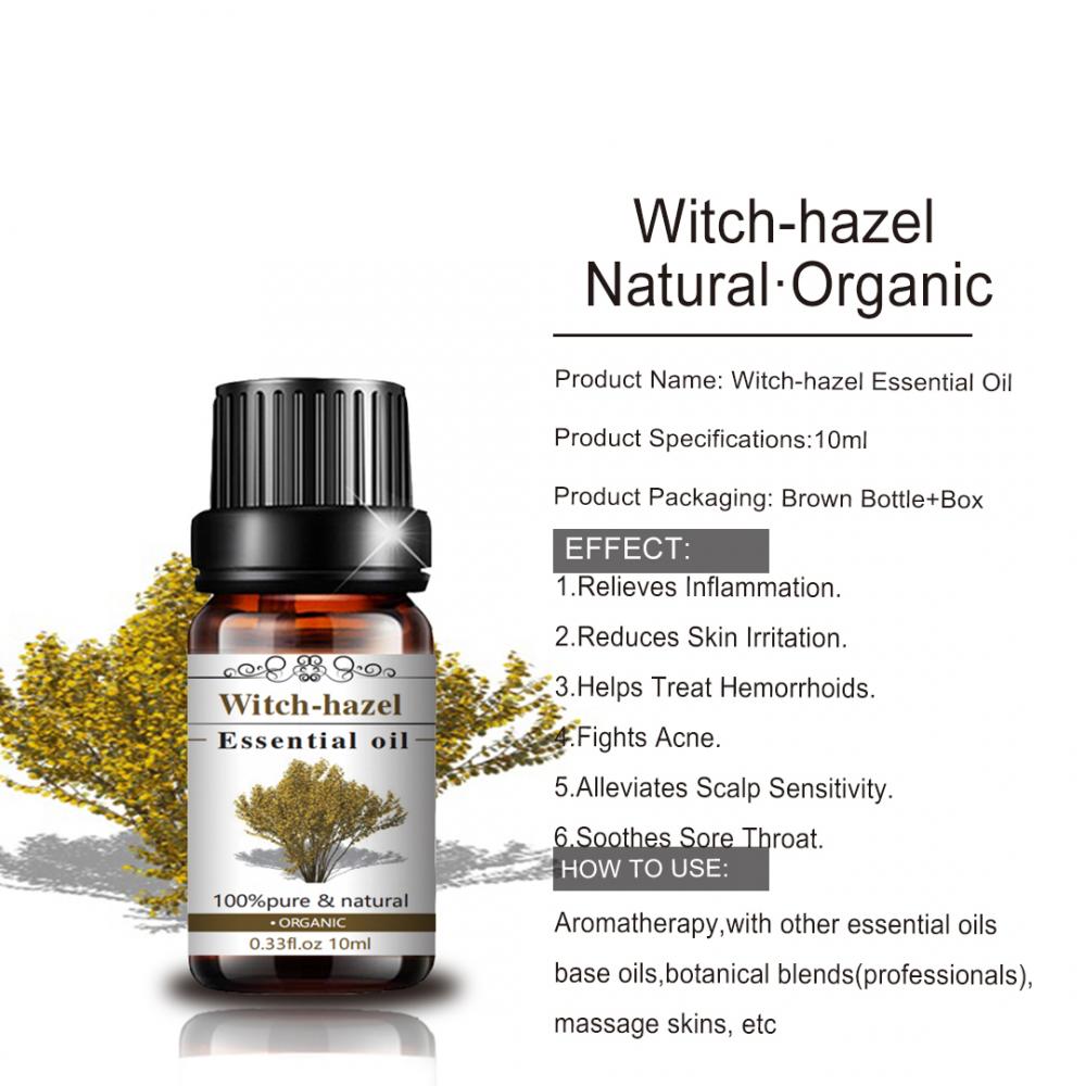 Aceite de hazel de bruja al por mayor de bruja orgánico natural puro para la aromaterapia de masajes