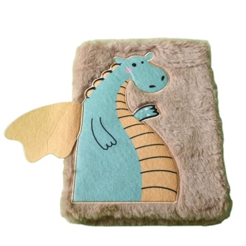 Custom Girls A5 Cartoon Plush Diary Notebook - Cute Dinosaur Embroidered School Notes