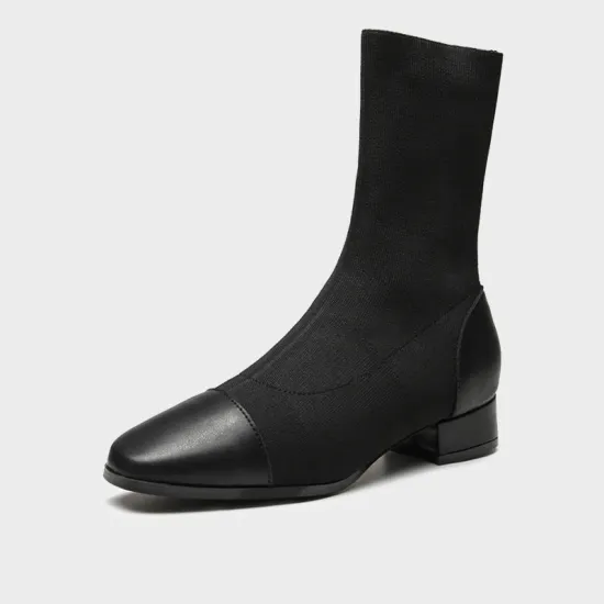 2021 flyknit with PU design slip-on lady boots