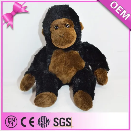 Wholesale customize big eyes black fluffy soft plush gorilla