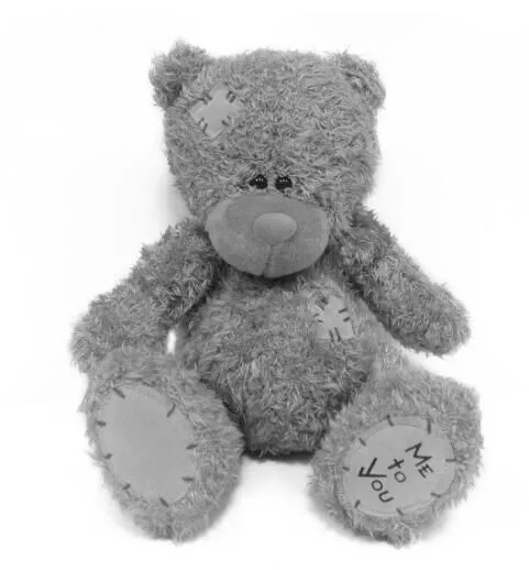 Grey LOVE long-haired sitting bear