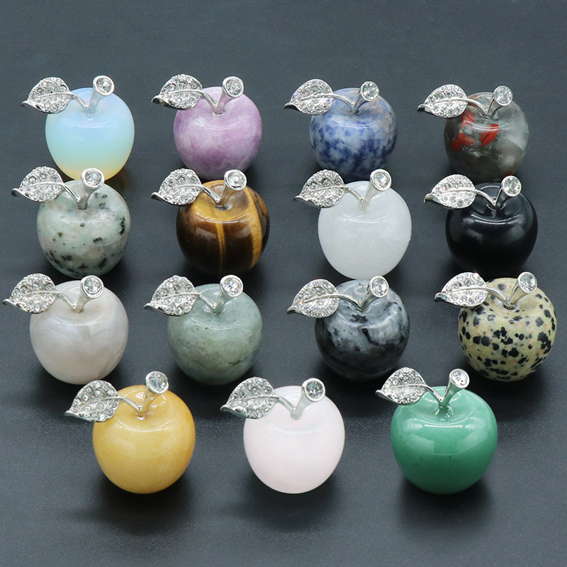 1Inch Gemed Gemstone Gemstone Apple Crafts Status Figurines Home Living Room Bedroom Decoration Cadeaux pour Mom Girlfriend