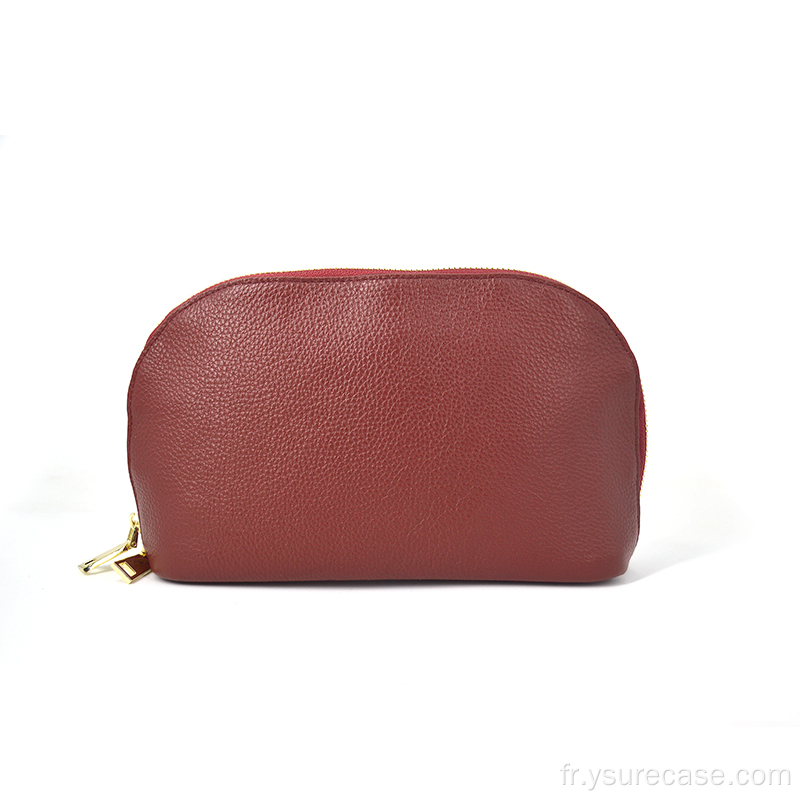 Vente chaude en cuir dames voyage à glissière Cosmetic Sac