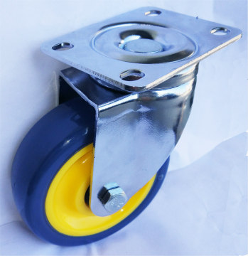 4'' blue polyurethane swivel plate casters wheels