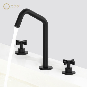 GODI Engineering Bathroom Brushed Gold Mixer Taps with Antique Design