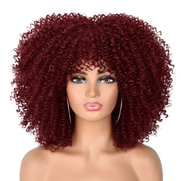 Wholesale supplier afro kinky curly synthetic headband wigs for black women short headband wigs high temperature resistant fiber