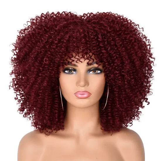 Factory wholesale hair  with bangs for black women african omber glueless cosplay high temperature short wigs wave synthetic wig