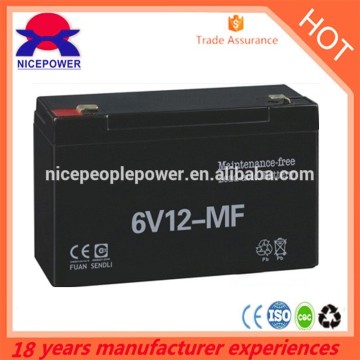 Trade Assurance discharge battery 6v 12ah lead acid battery