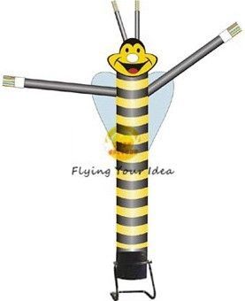 Advertising Single Leg Inflatable Air Dancer 6m , Yellow Bee Sky Dancer For Fair