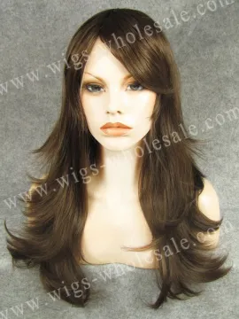 Silky Straight Synthetic brown shoulder length lace front wig emo wig