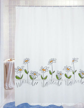 polyester fabric cozy simple flower printed shower curtain