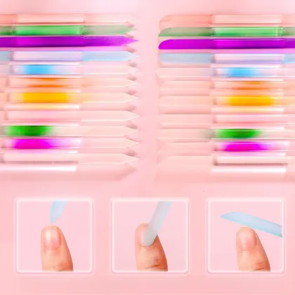 Washable Double-Head Colorful Nano Glass Nail File & Polish Tool