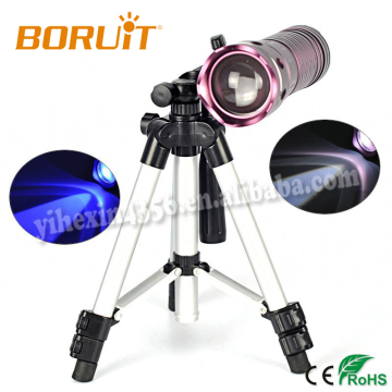 Boruit D100 White Blue Light Rechargeable Zoom Night LED Fishling Light with Tripod Stand