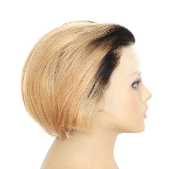 1B/27 Ombre Short Lace Front Human Hair Wigs Bob Lace Front Wig Full and Thick For Black Women Brazilian Straight Remy Hair