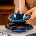 Blue Rose Porcelain Bowl 2023 Cereal Ceramic Bowls 3 Set 500 cc 4.7 inch and 7 inch