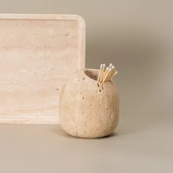 Retro Travertine Stone Swab Holder: A Natural and Stylish Hotel & Home Table Decoration