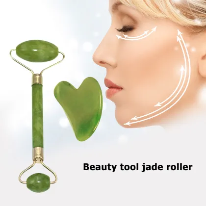 Facial Massage Guasha Board Double Heads Jade Roller Set Face Lifting Tool