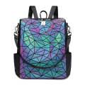 Custom waterproof holographic luminous fashion geometric PU leather outdoor waterproof kids backpack outdoor leisure travel PU