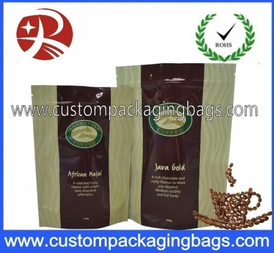 Flat Bottom Coffee Packaging Bags With Top Zipper For Coffee Bean