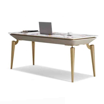 Partihandel lyxig guld rostfritt stål modern marmor toppkontor dator skrivbord