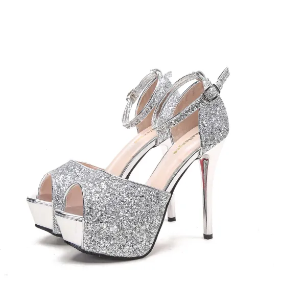 13cm Sequin Ultra-High Heel Sandals: Perfect for Women and Ladies Party Wear