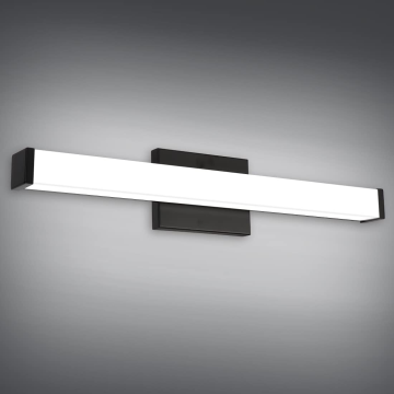 Worbest Modern Matte Black LED Bath Mirror with Wall Light for Bathroom