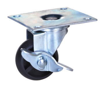 flat plate swivel caster with brake