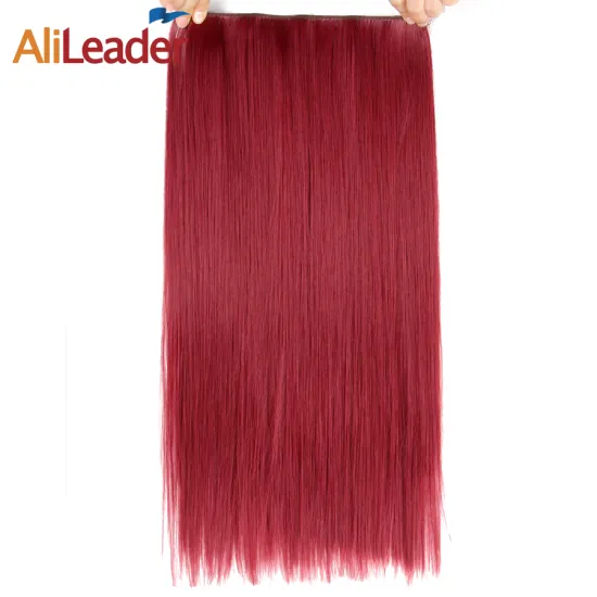 AliLeader Synthetic Clip In Extensions With 5 Clips Wholesale Silky Straight Hairpiece