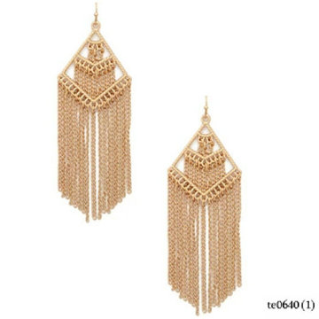 Gold Dangling Tassel Chain Fringe Drop Earrings