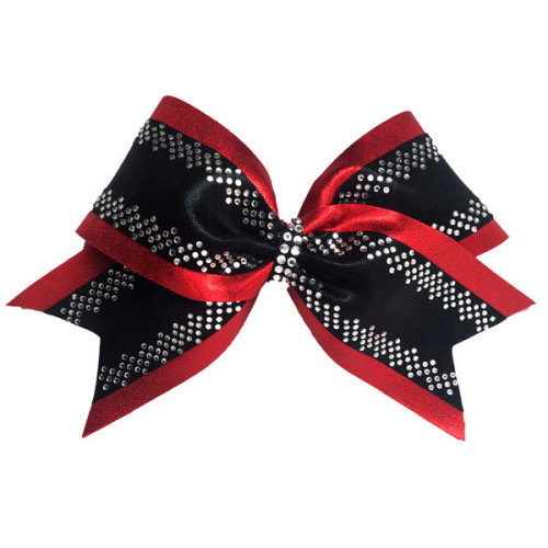 red satin and rhinestone iron on cheer bow transfers