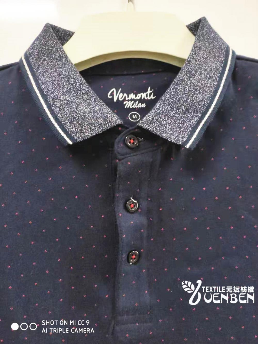 Solid Jersey With Printing And Jacquard Collar Shirt