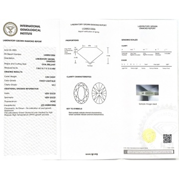 ဖန်စီအလင်းအပြာရောင်ဘဲဥပုံ 0,84ct VS2 HPHT LAB DIAMOND