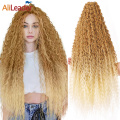 28inch afro kinky lang krøllete fletting hår syntetisk flett heklet blonde brune rosa bunter ombre myk lang krøll for Russland