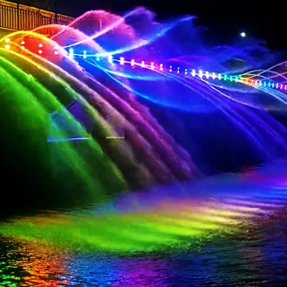Scenic area bridge fountain