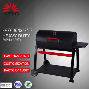Outdoor Garden Heavy Duty Trolley Folding Side Table Barrel Barbecue Charcoal Bbq Grill