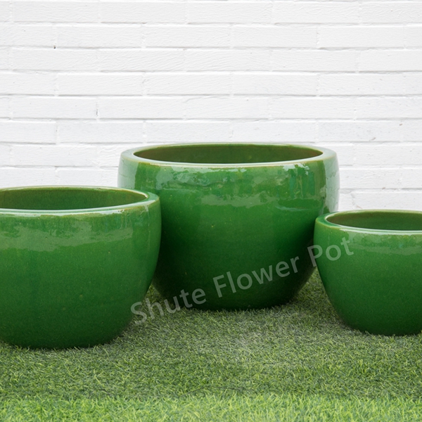 Green Glazed Plant Orchid Pots