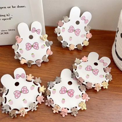 DOMOHO Kids' Bunny-Themed Hairpin Headpiece with Choppy Bangs and Daisy Flower