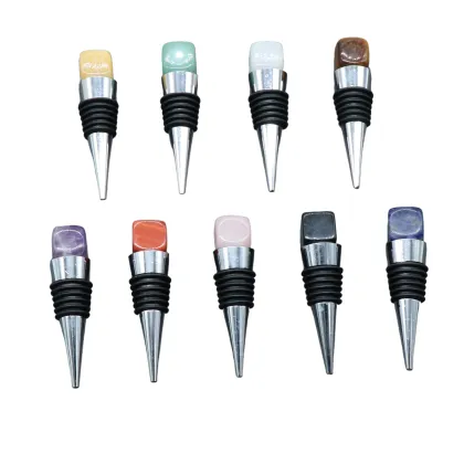 Crystal Wine Stoppers, Natural Gemstone Wine Stoppers for Wine Bottles, Decorative Wine Bottle Stoppers