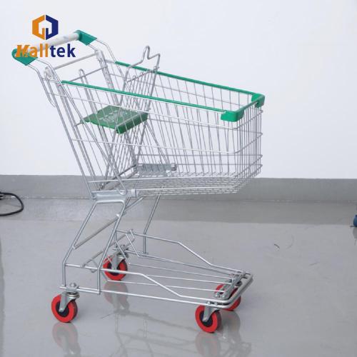 Zinc plated green Asian Supermarket shopping Trolley