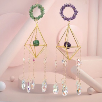 Natural Crystal Handmade Hanging Sun Catcher - Rainbow Maker Crystal Suncatcher