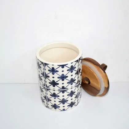 Nordic Ceramic Cookie Jar with Bamboo Lid