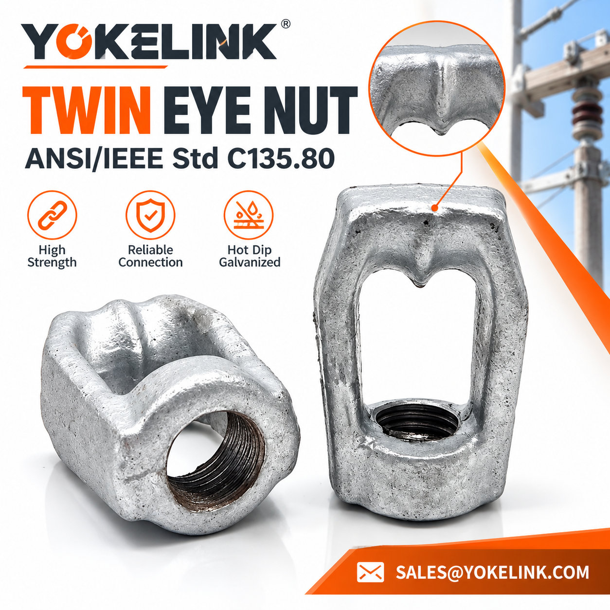 Twin Eye Nuts Poleline Hardwares