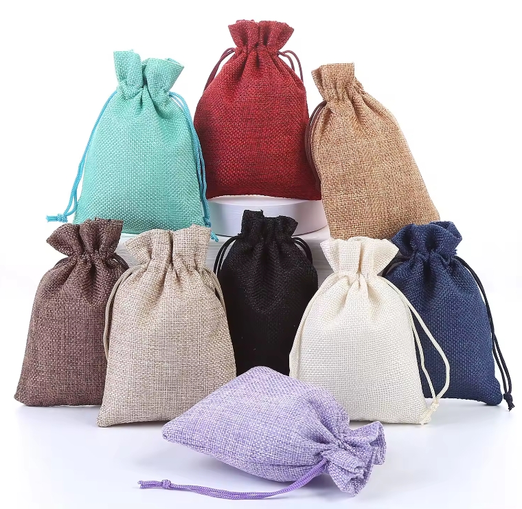 Beg Drawstring Perhiasan Linen yang disesuaikan