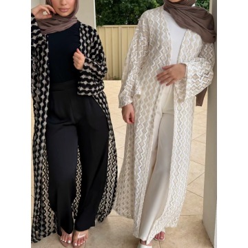 ژاکت کش باف پشمی باز قلاب بافی کنتراست