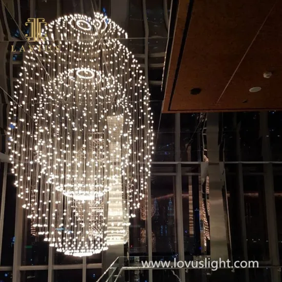 White crystal outdoor shopping mall chandelier Large custom project decorative chandelier Spherical shape chandelier