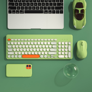 B.O.W Plug and Play USB Ergonomic Green Wireless Gaming Keyboard and Mouse Set