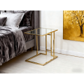 Elegante mesa lateral de acero inoxidable chapado en oro